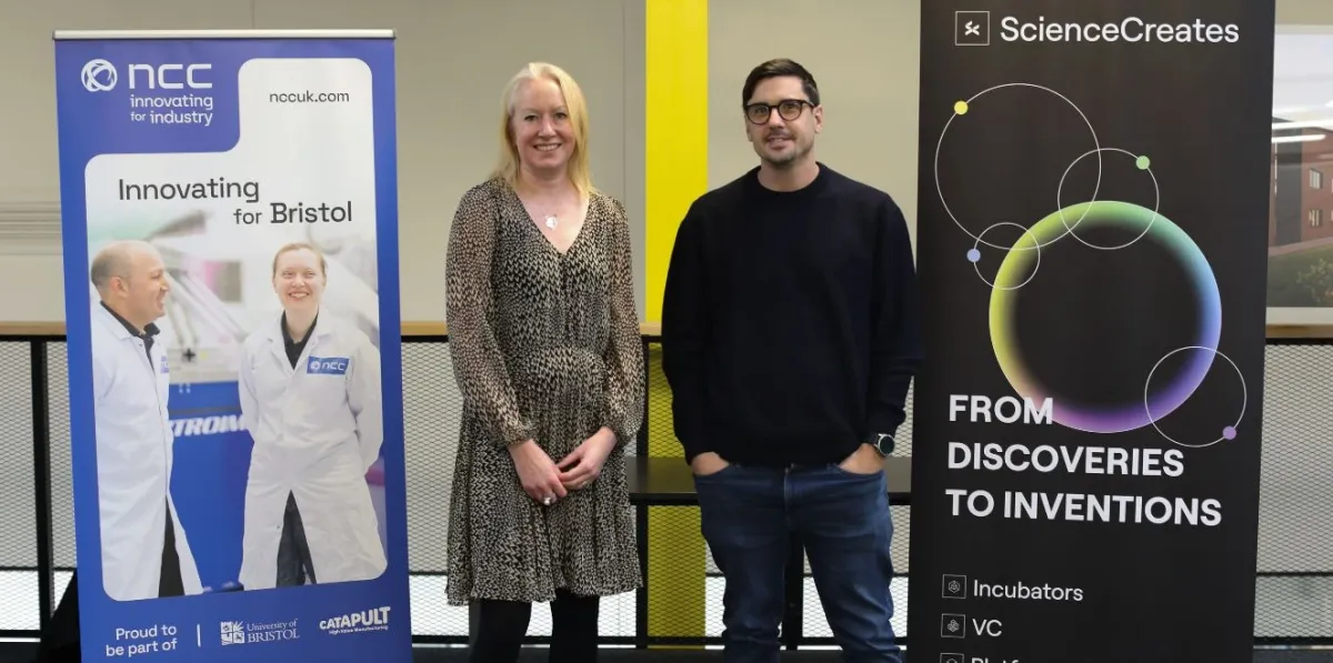 Jo Dally, Chief Business Officer at NCC, and Harry Destecroix, Founder of Science Creates